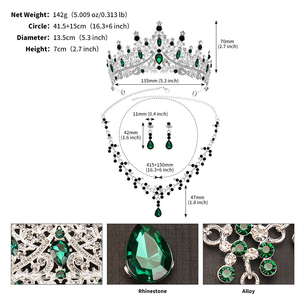 Bridal Tiara Three Piece Set Luxurious and Grand Wedding Jewelry Set with High End Tiara, Necklace and Earrings a perfect choice to elevate your weddi