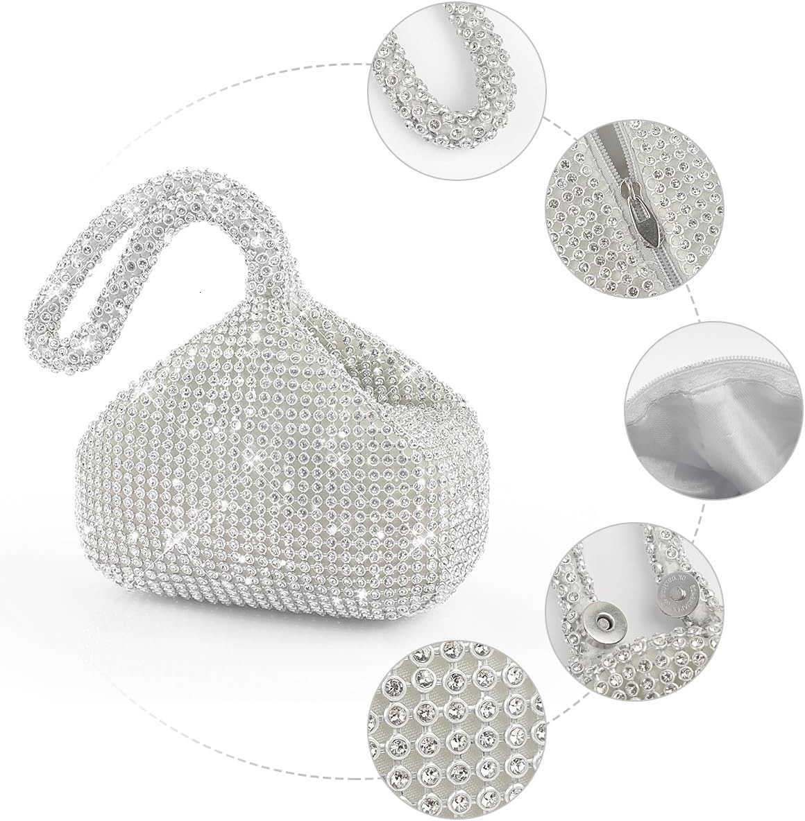 Evening Clutch Bag Women Rhinestone Clutch Bag Sparkly Glitter Purse for Prom Party Wedding Engagement Z25909