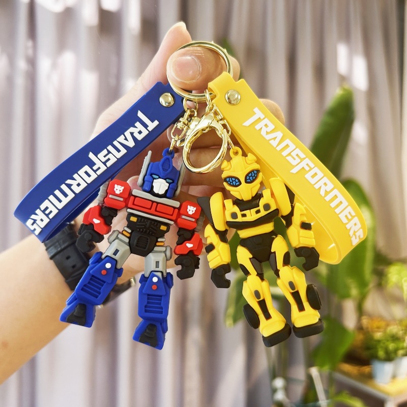 New PVC Soft Rubber Cartoon 3D Figurine Robot Mecha Warrior Keychain Bag Charm Women's Keychains Car Wholesale Birthday Gift