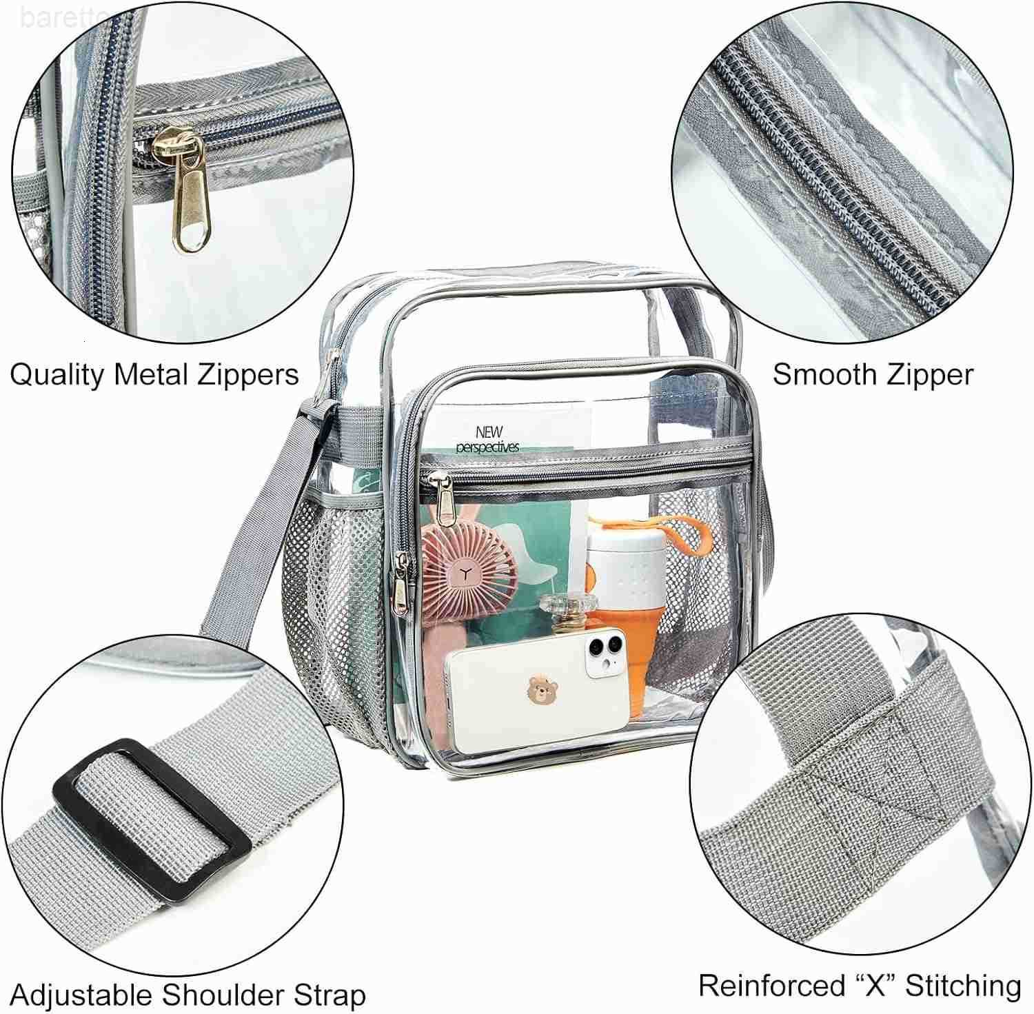 Bag Stadium Approved Clear Crossbody Messenger Shoulder Bag with Adjustable Strap for Concerts Sports Events Z250909