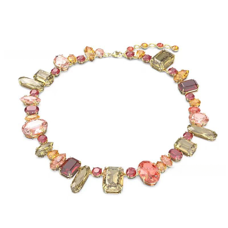 Women's Gradient Crystal Beads Pendant Necklace - Candy Color Shift Design
