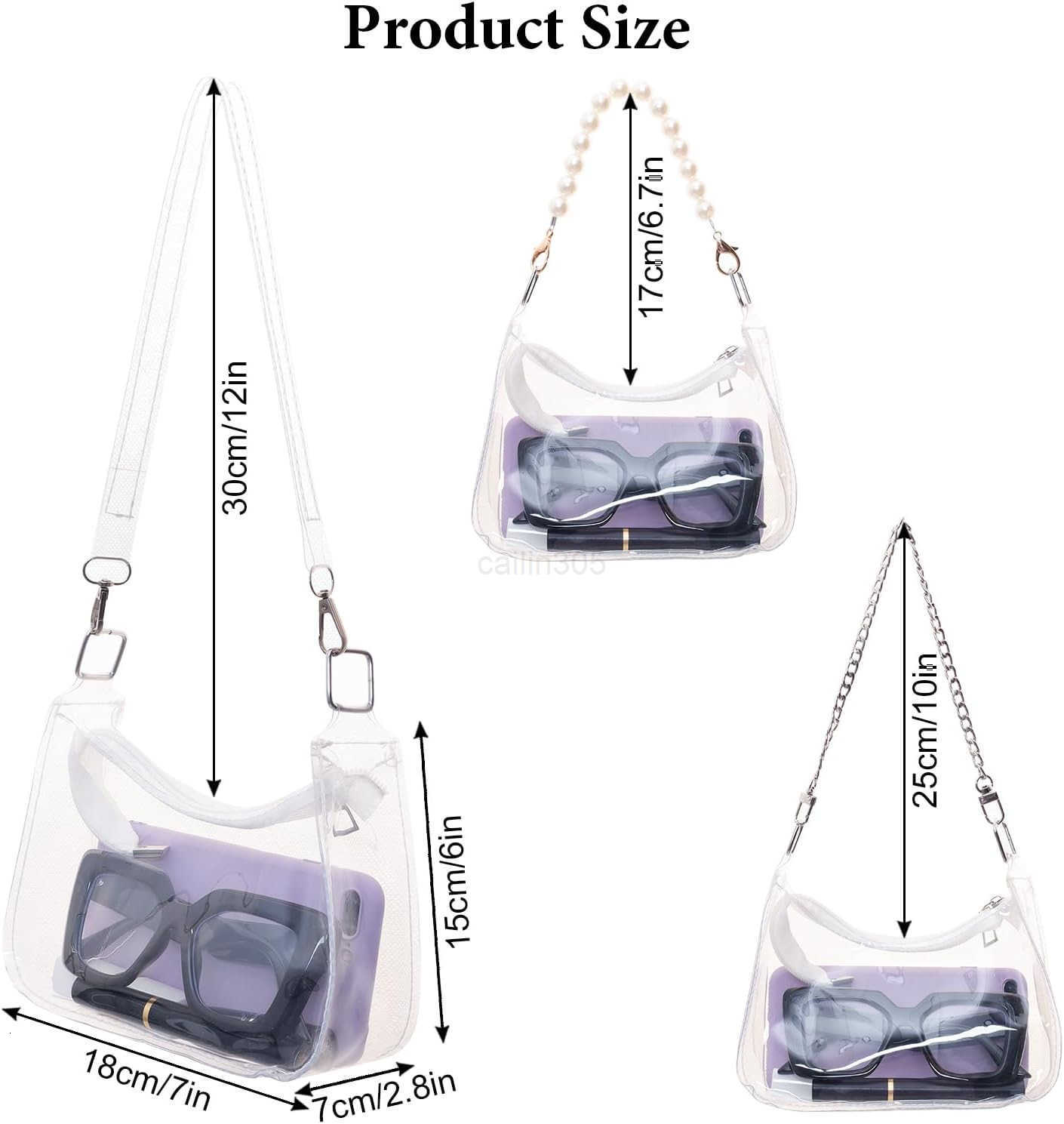 Clear Purse for Stadium Events Small Clear Bag Stadium Approved Bag With 3 Strap Stadium Approved Bags for Concerts Z25909