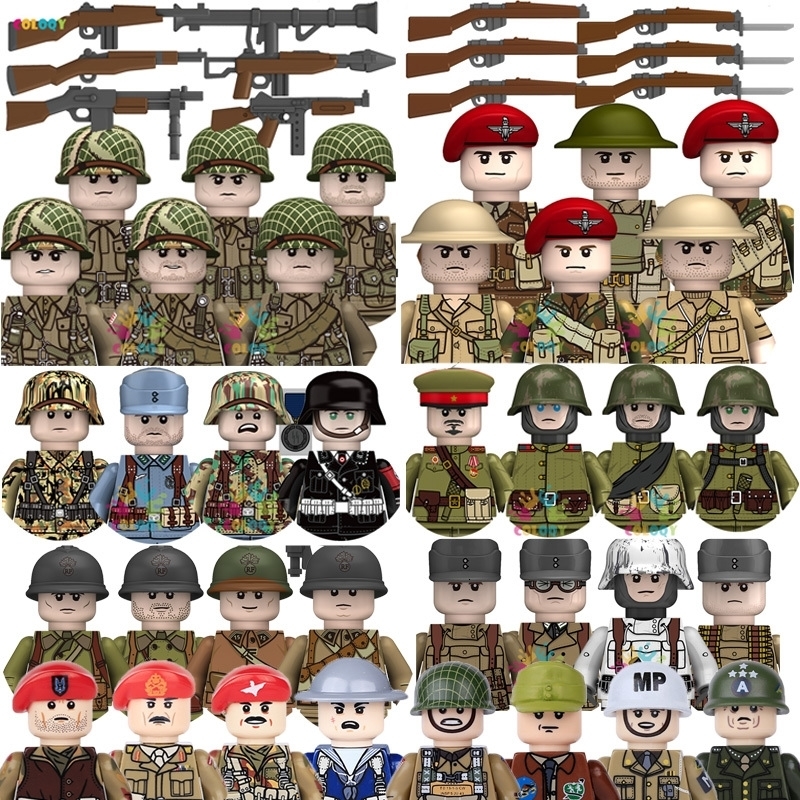 Kids Toys WW2 Building Blocks 4pcsset US UK Soviet Soldiers Mini Action Figures Educational Toys For Kids Boys Christmas Gifts 250908