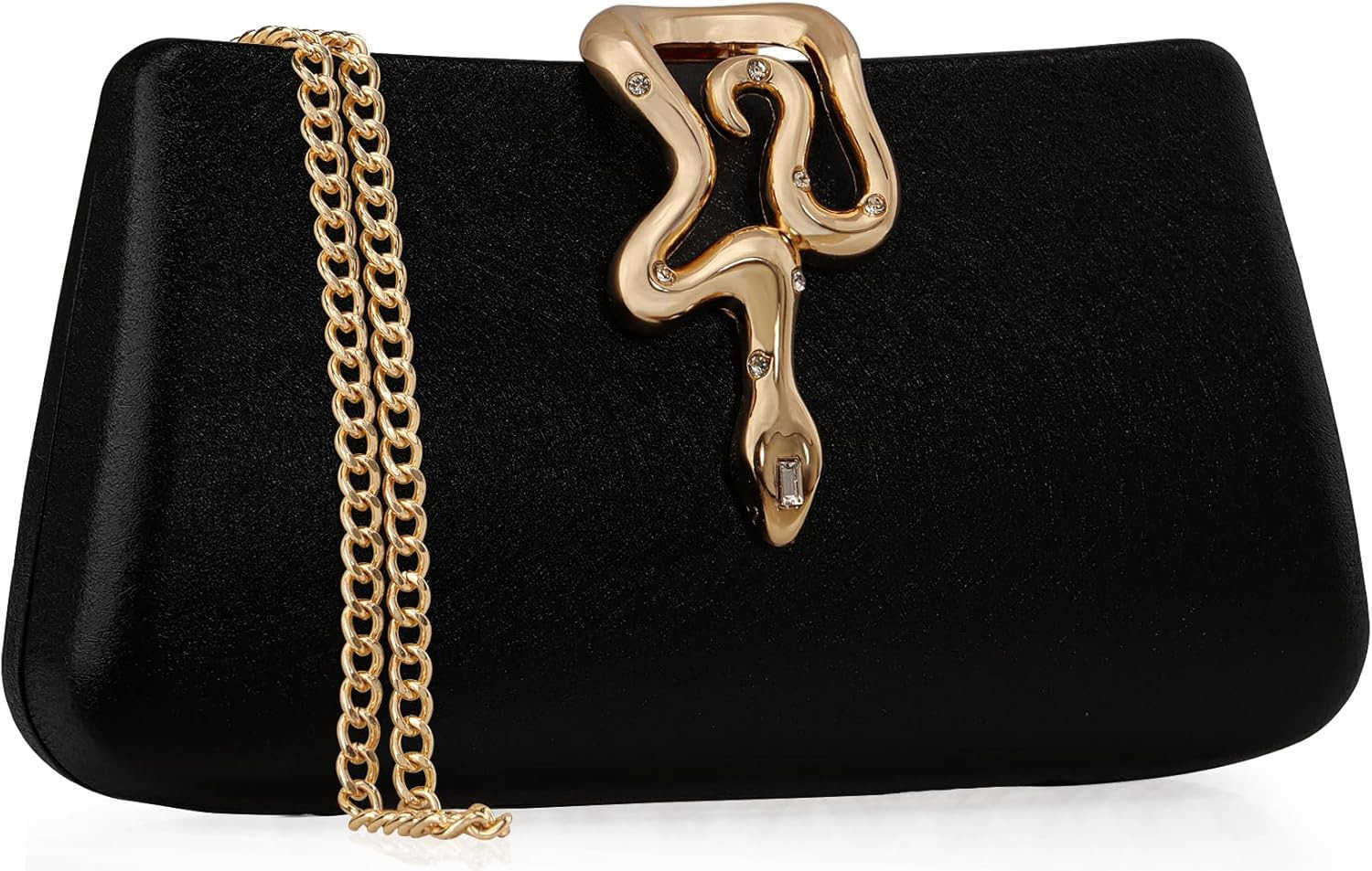 Formal Evening Clutch Purse Synthetic Leather with Snake Clasp Detachable Strap for Wedding Prom Party Z25909