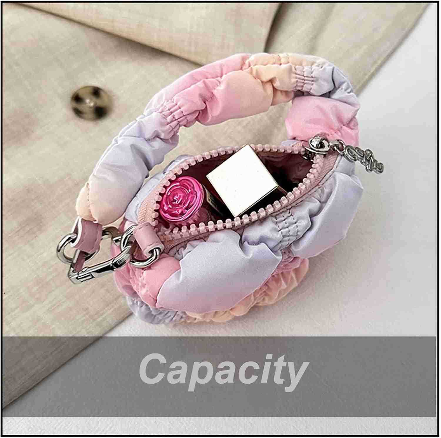 Mini Quilted Bag Puffer Wristlet Clutch Purse Nylon Padded Womens Handbags Evening Bag Charm Lipstick bag Z25909