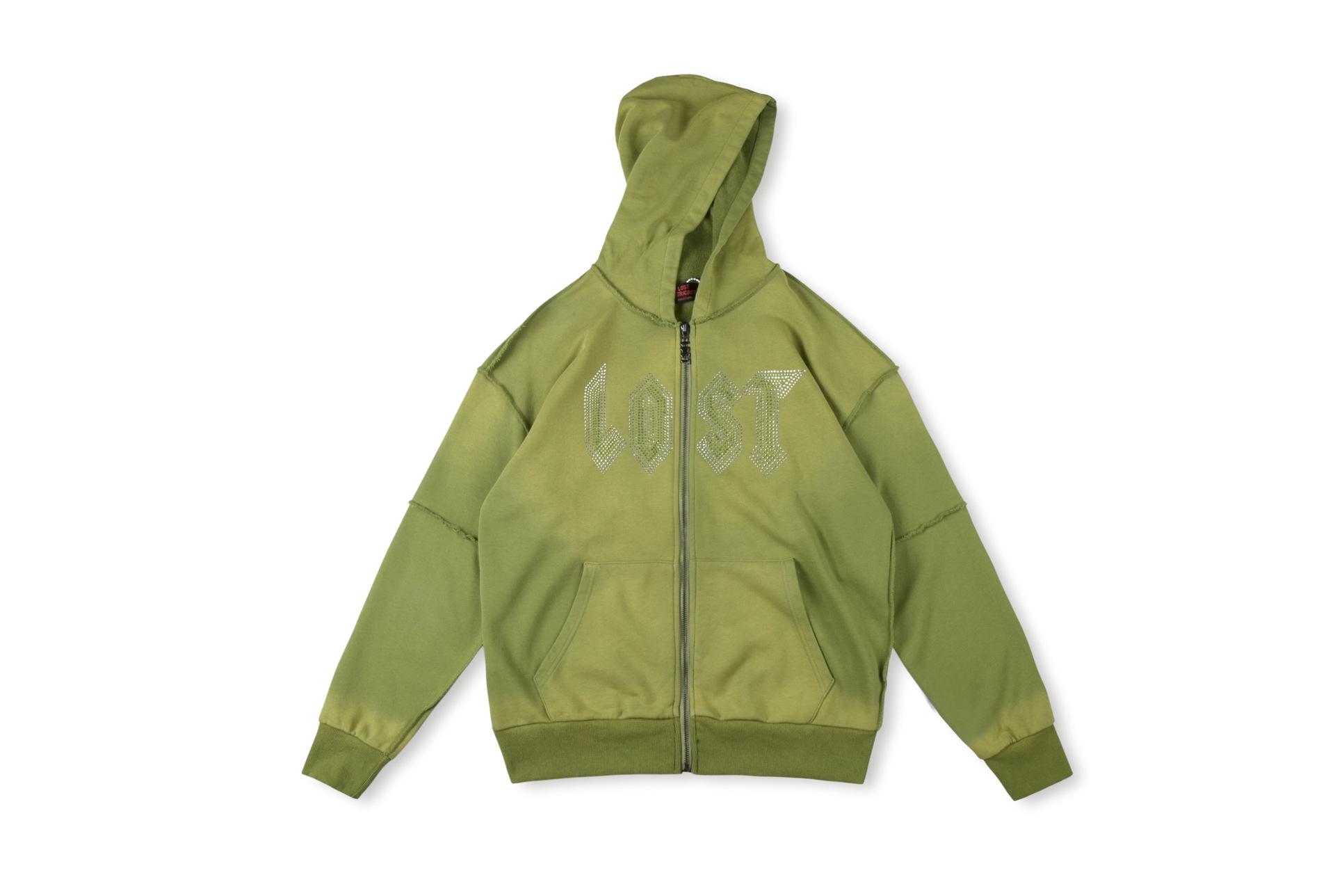 Men's Hoodies Lost Intricacy Diamond Embellish Street Hip-hop Printed Zipper Jacket Hoody Sweatshirts