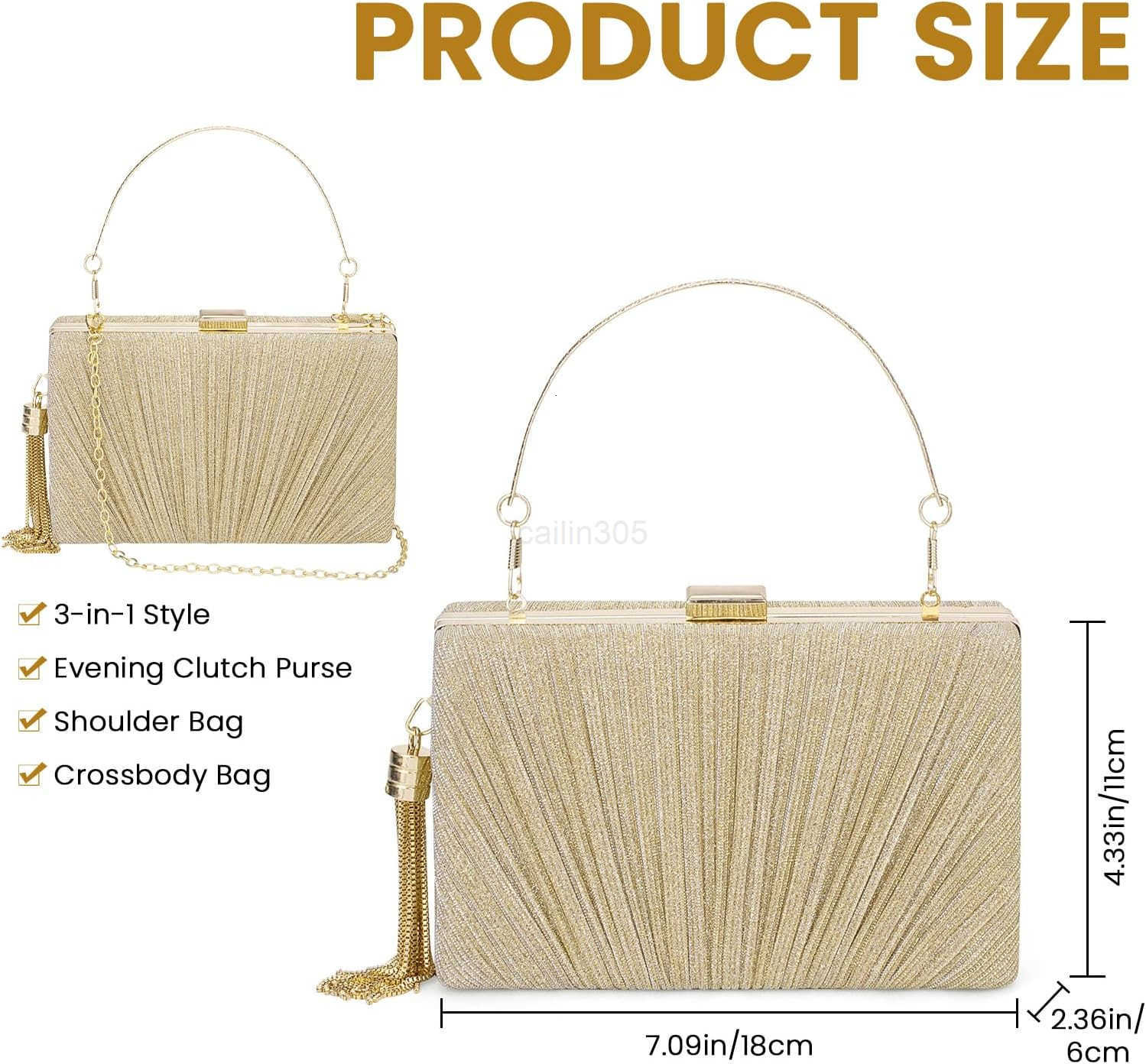 Tassel Womens Evening Handbag Small Pleated Clutch Purses for Formal Wedding Bag Party Purse with Top Handle and Chain Z25909