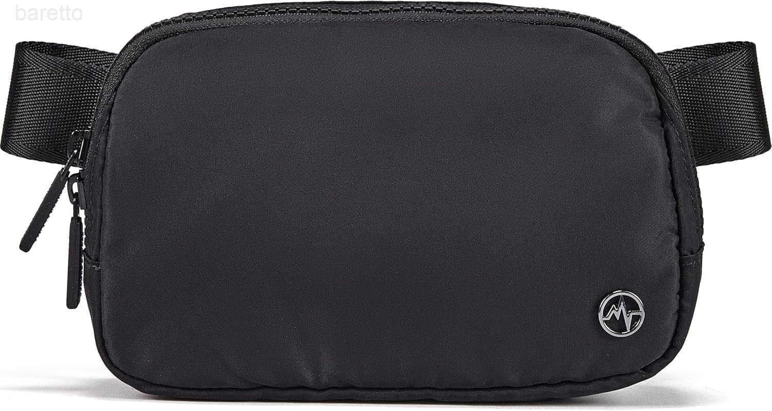 Two Way Zipper Fanny Pack Nylon Everywhere Belt Bag for Women Water Repellent Waist Packs Crossbody Bags with Adjustable Strap Black Z250909