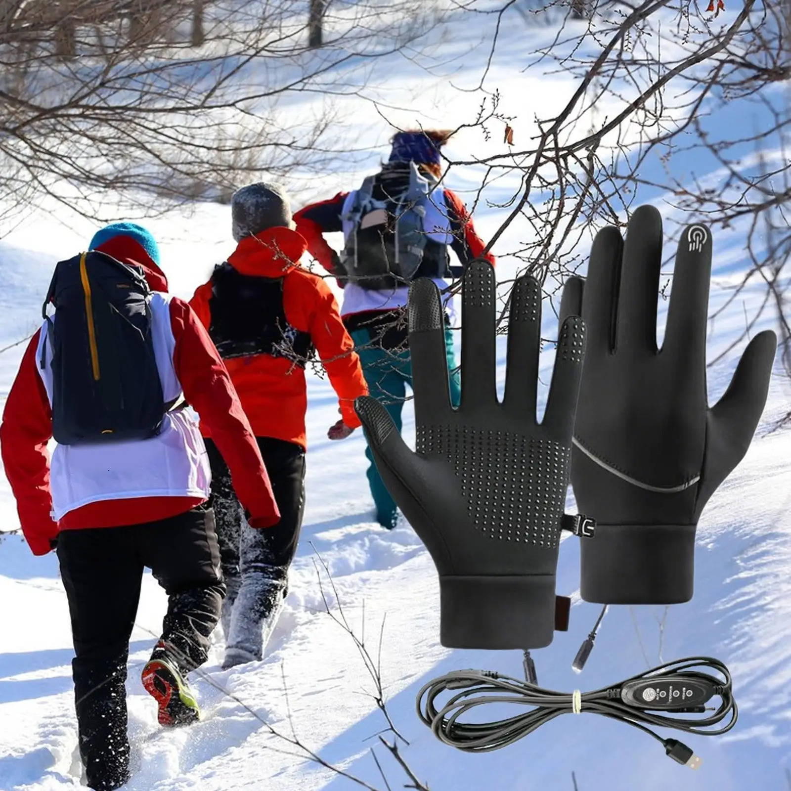 USB Heated Gloves Hand Warmer Mittens Eletric Thermal Heat Cycling Skiing Fishing Biker Glove Heating 250908