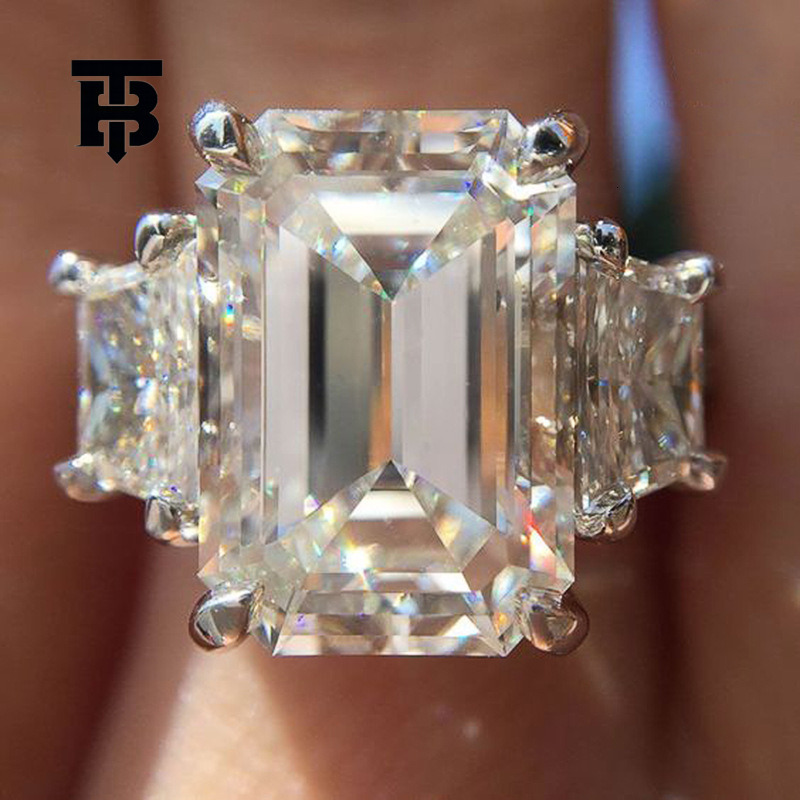 TB BHULAMTE Free Shipping New Designer Accessories Fashion Engagement Ring Large Square Zircon Simulation Womens Ring Romantic Wedding Bridal Ring