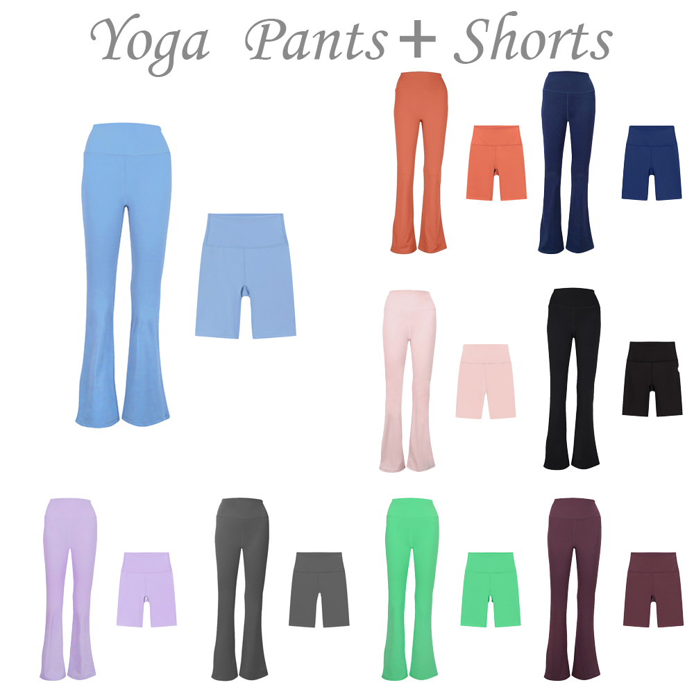 2pcset pantalons évasés et shorts Slim Fit Leggings Designer Yoga Pilates Running Gym Workout Casual Wear Swear
