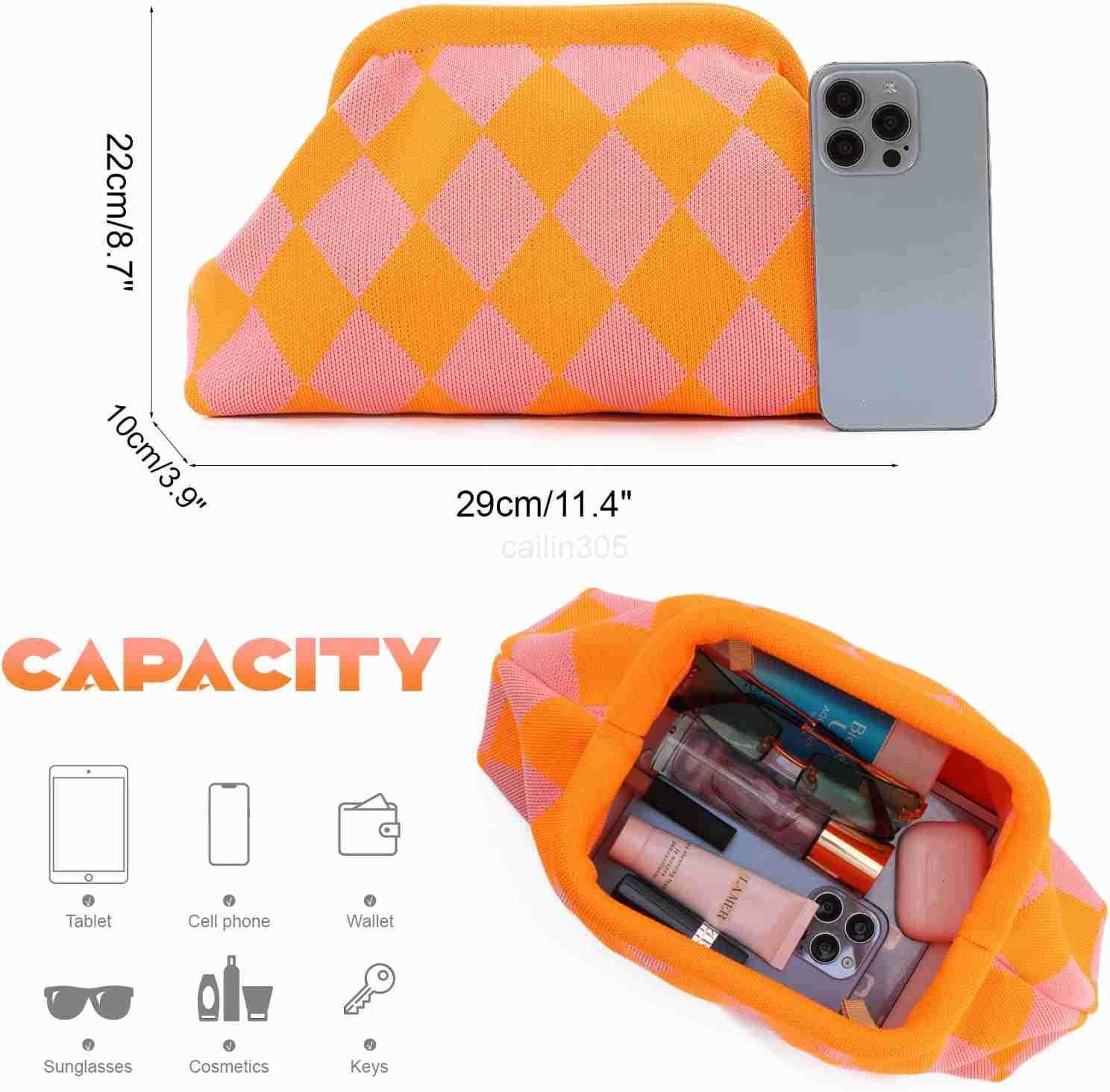 Woven Clutch Purse for Women Summer Beach Bag Casual Colorblock Evening Handbags Vacation Bag with Chain Z25909