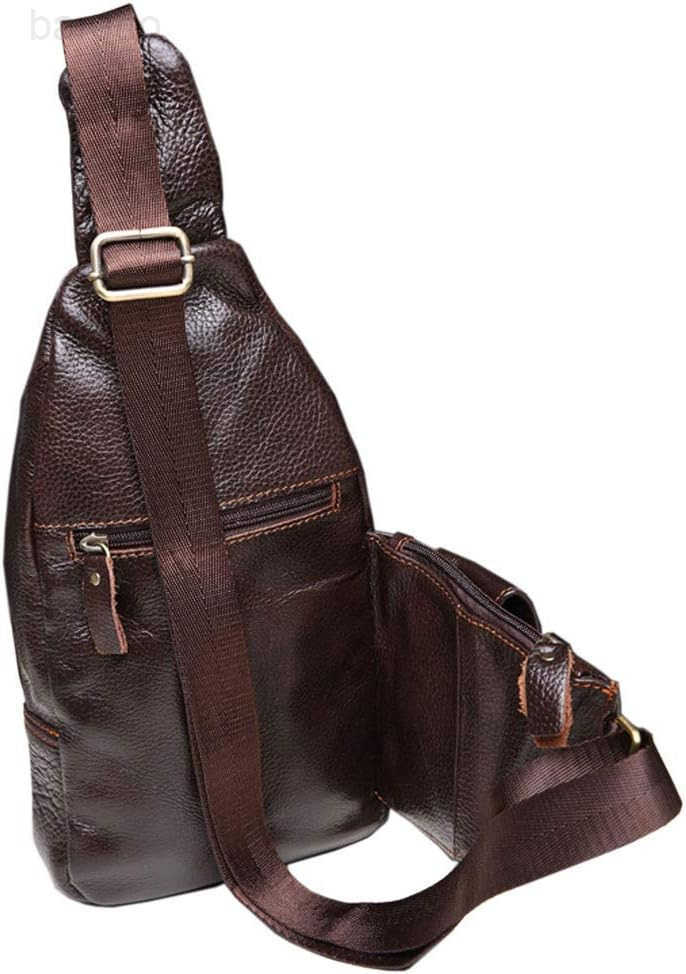 Leather Sling Bag Crossbody Backpack for Men Women Multipurpose Single Shoulder Chest Pack Daypack Outdoor Travel Casual Day Pack Coffee Z250909
