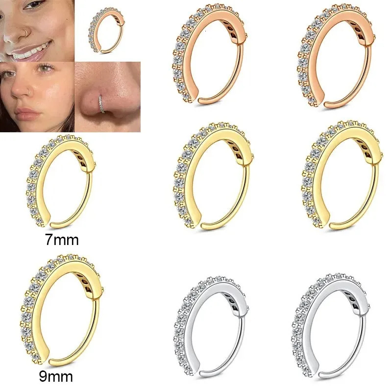 1pc 20G Zercon Septum Nose Rings Hoops for Women Small Piercing Nose Ring Cartilage Tragus Helix Earring Piercing Jewelry 250908