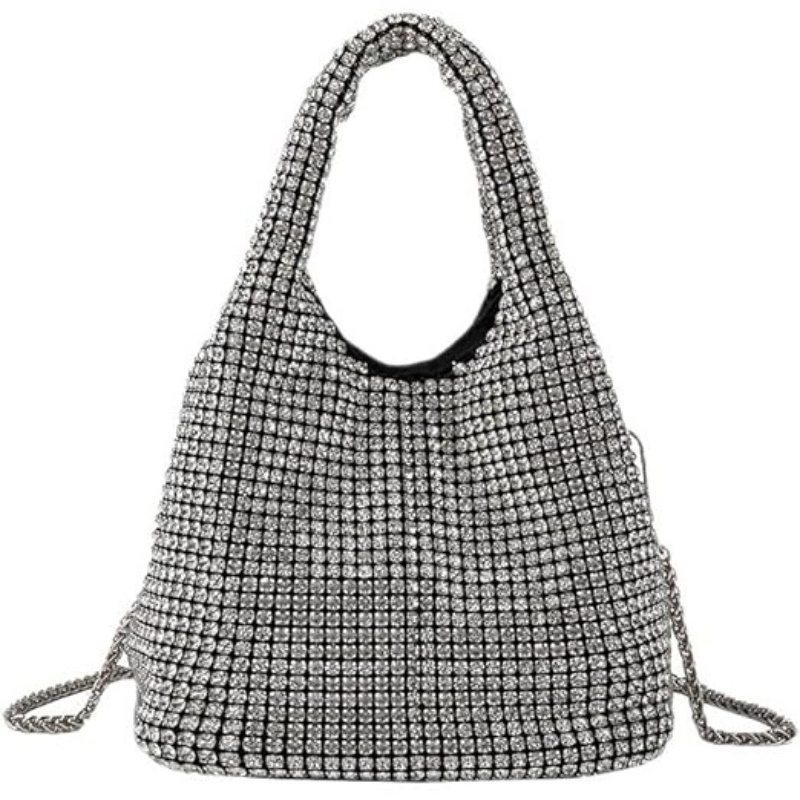 Designer Trend Full Diamond bag for Women 2025 Fashion diamond-encrusted bucket Bag Rhinestone Chain hand-held cross-body bag free shipping