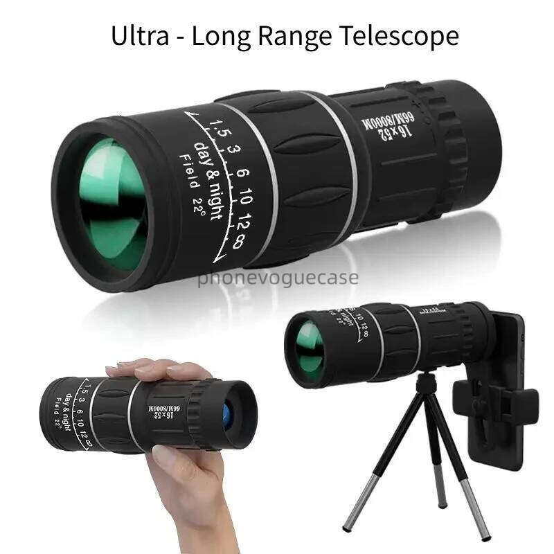 16X52 Long Range Monocular Telescope - Power, Dual Focus, Optical Zoom Scope, High Magnification For Night Spyglass Use