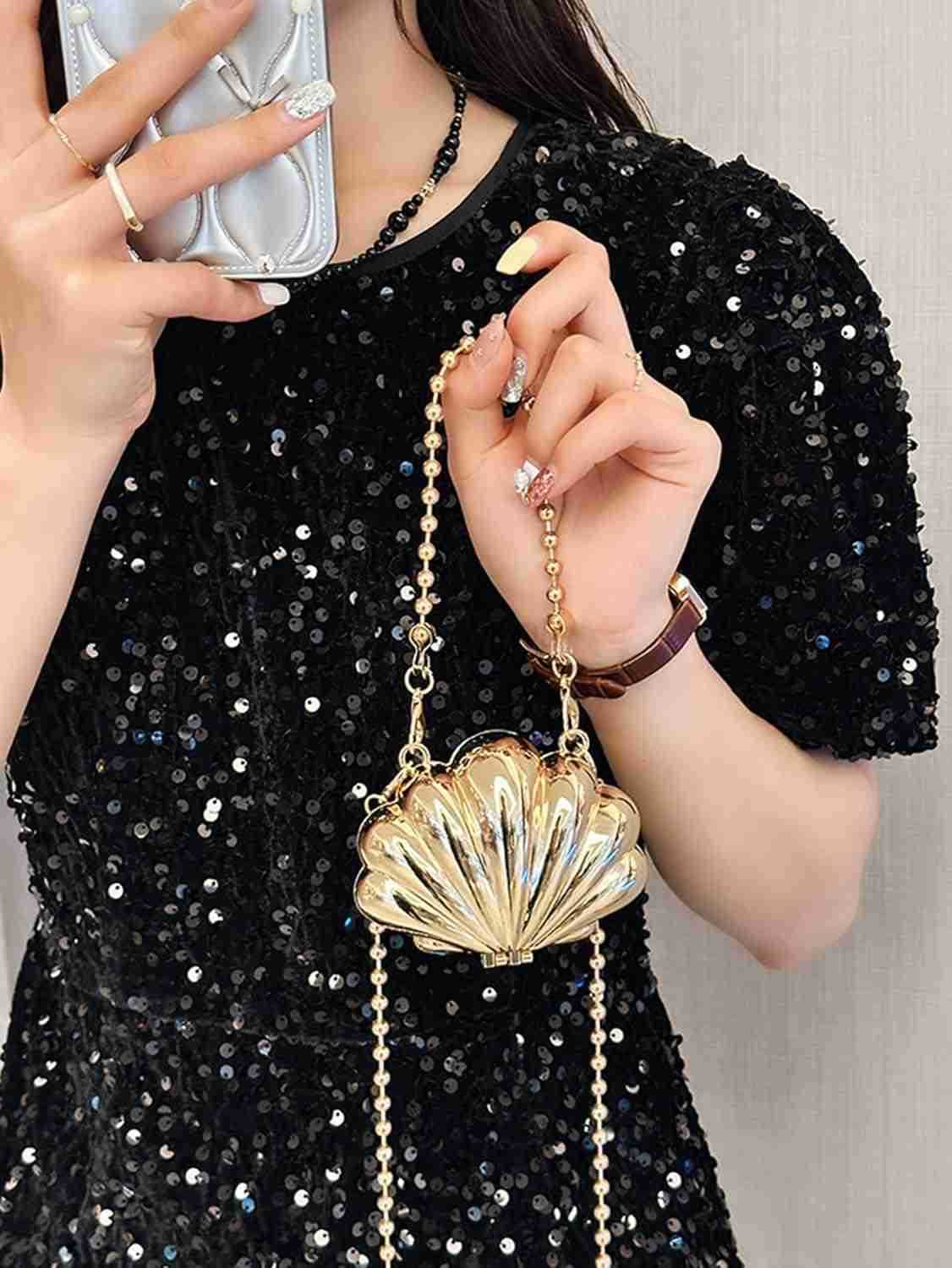 Mini Glossy Chain Crossbody Evening Bag Sparkly Clutch Purses Shoulder Handbag Bags Z25909