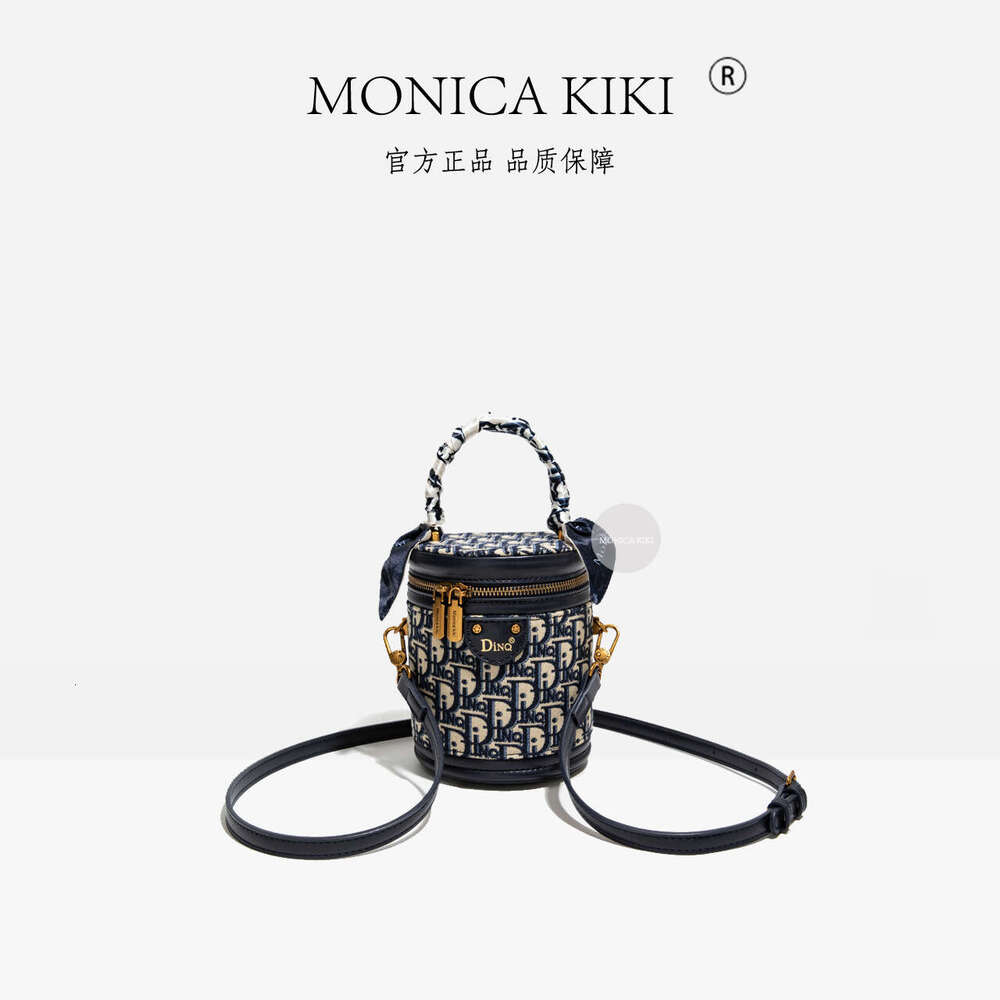 Chic Jacquard Monica Embroidery Handbag Versatile Pen Holder Scarf Single Shoulder Crossbody Bucket Bag For Women