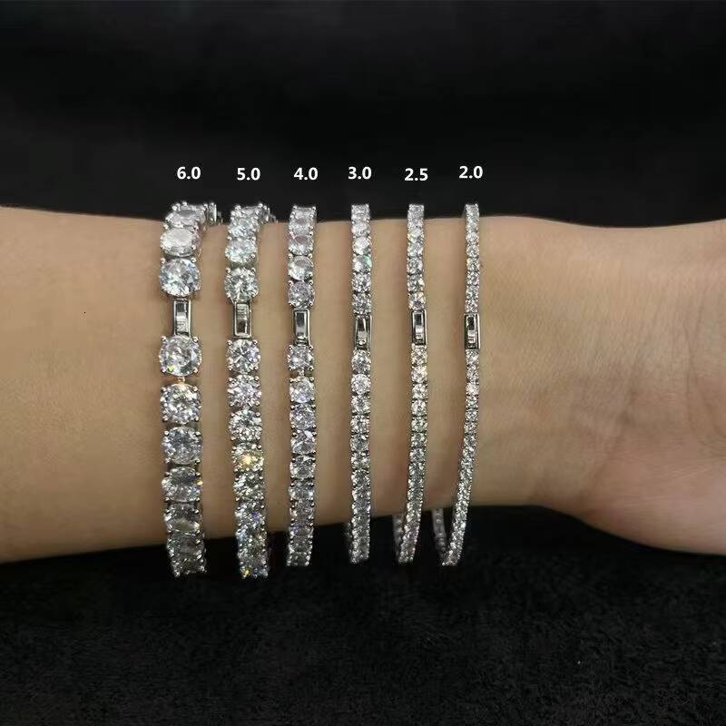 925 Silver Moissanite Tennis Bracelet D VVS Iced Out Moissanite Diamond Bracelet Gold Plated 3 65mm Moissanite Tennis Chain
