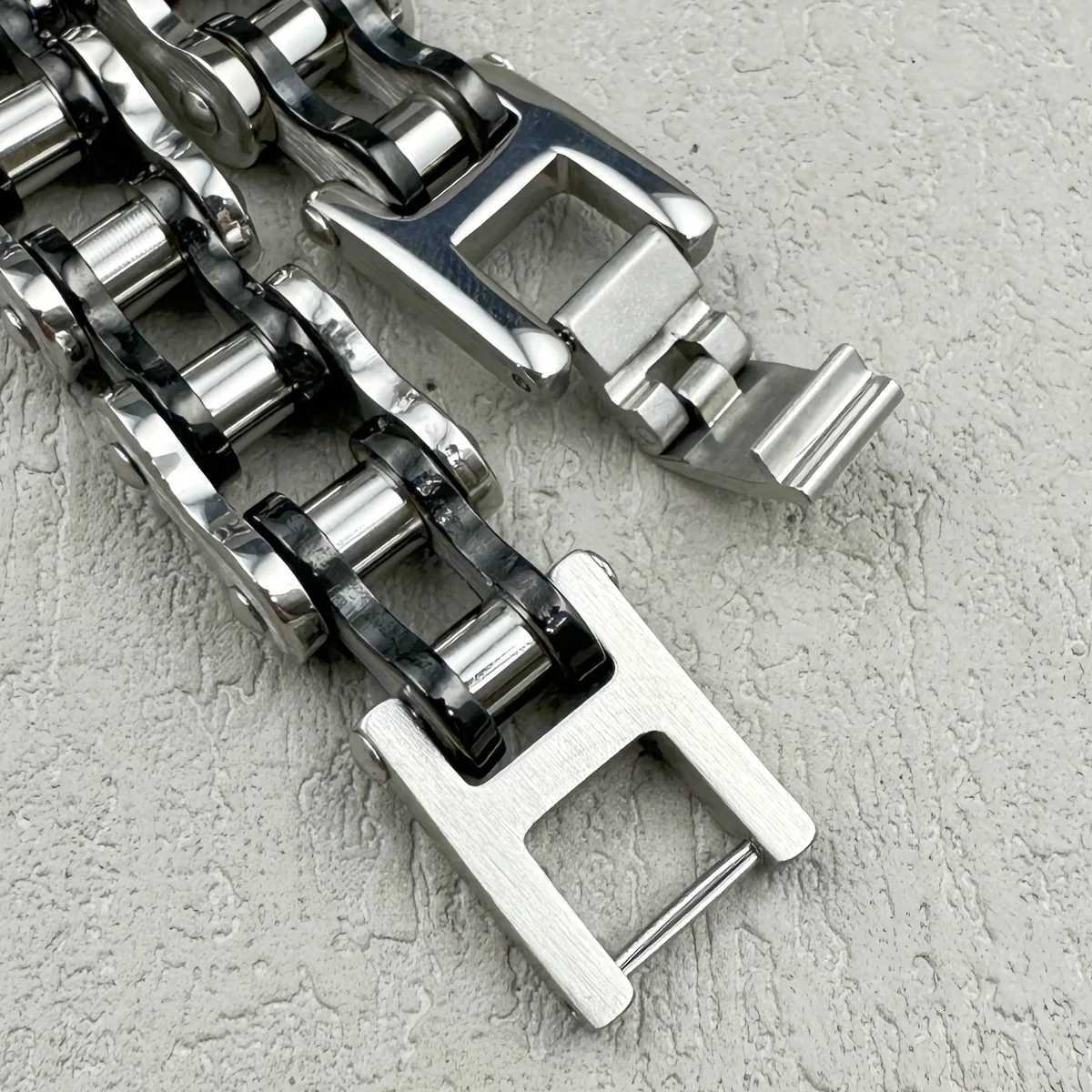 1pcs Punk Rock Stainless Steel Biker Mens Bracelet Link Chain Motorcycle Bike Bicycle Chain Bracelets Bangles JewelryXJ250909