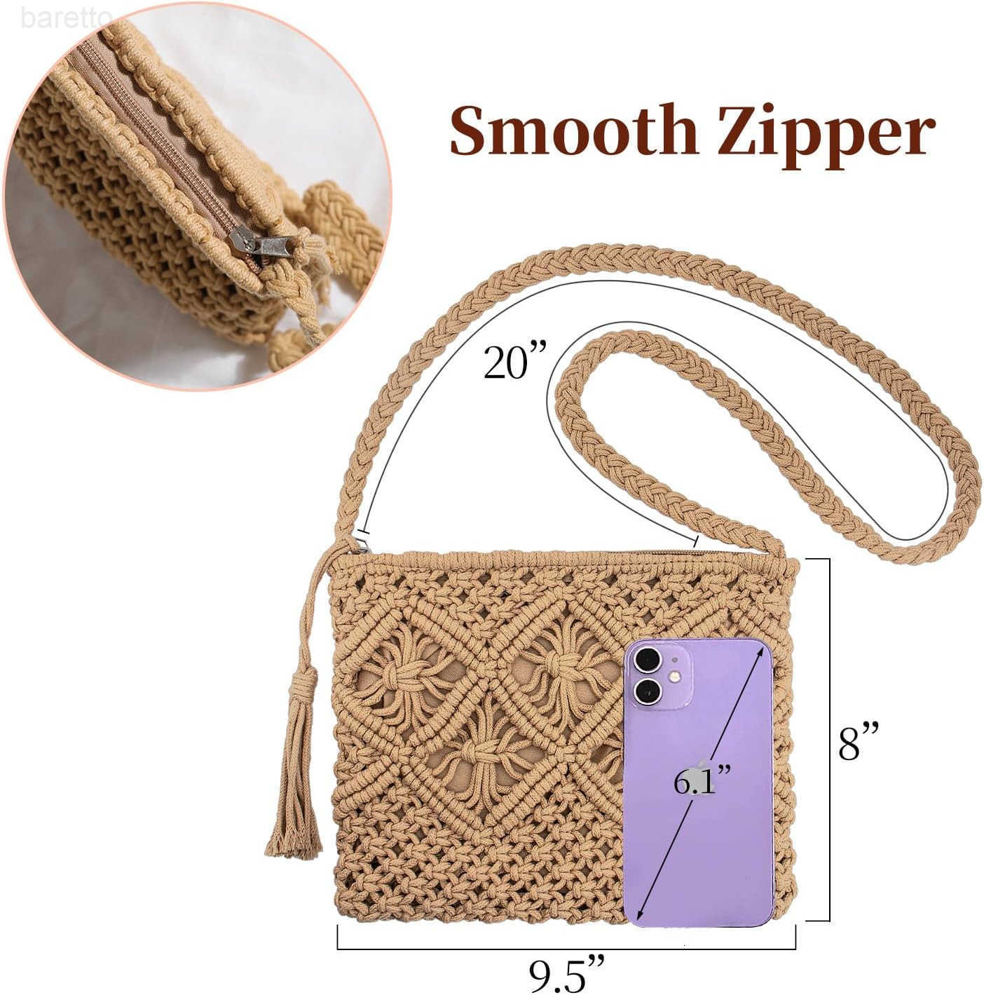 Crossbody Bag Purse For Women Bohemian Shoulder Bag Woven Crochet Purse For Summer Beach Travel Clutch Handbag Z250909