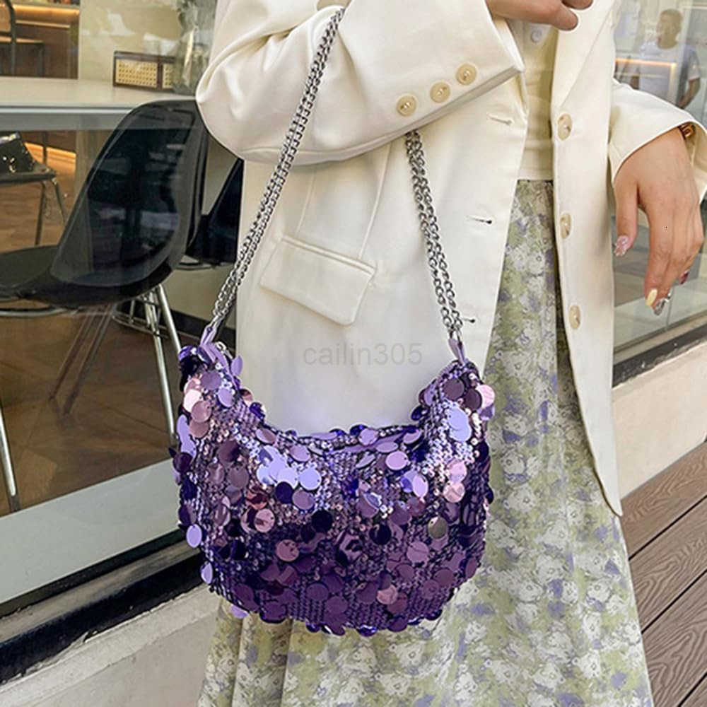 Womens Evening Handbag Large Sequin Evening Bag Purses for Women Glitter Sparkly Handbag with Link Chain for Party Z25909