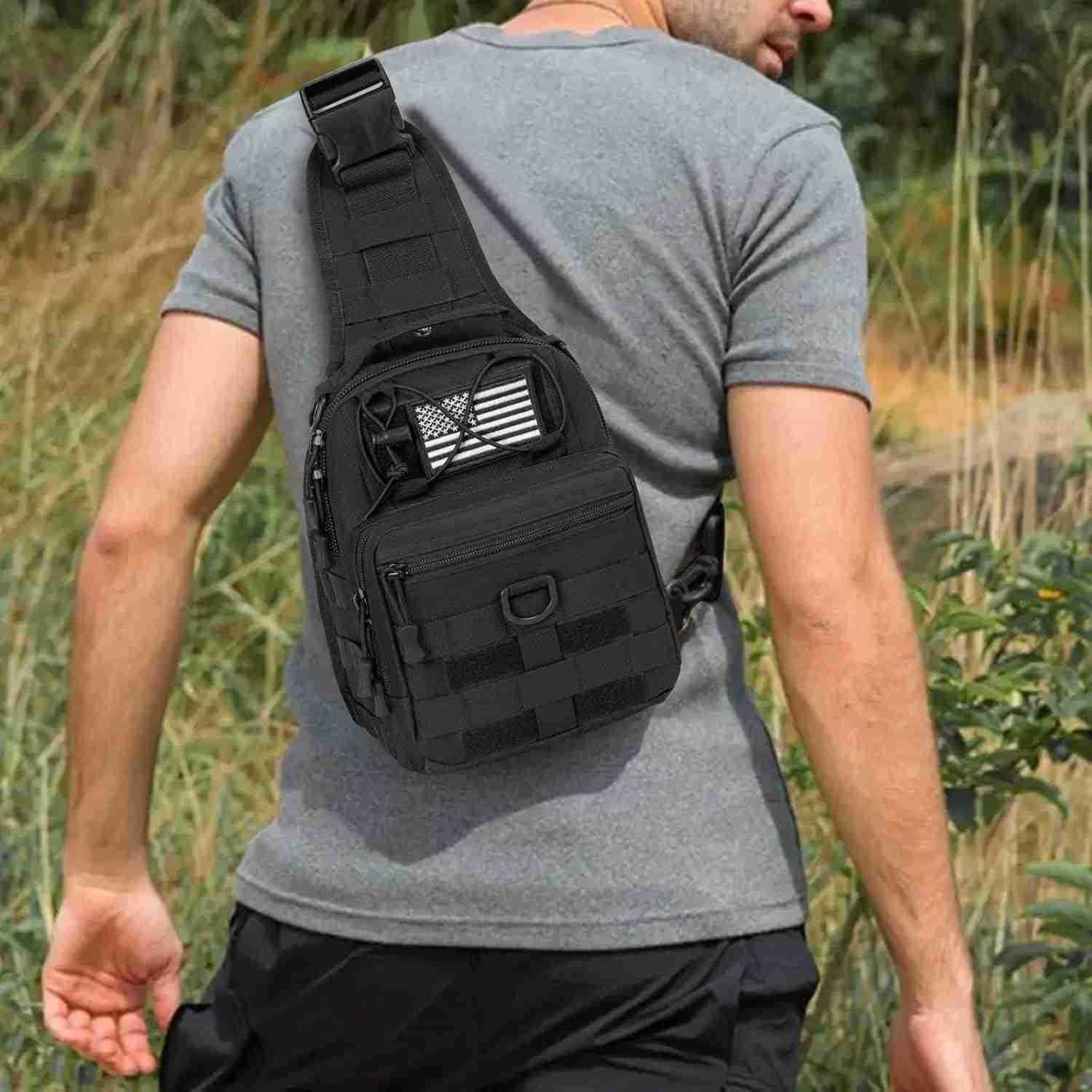 Tactical Sling Bag for Men Small Tactical Shoulder Bag Backpack Outdoor Military Rover Bags Travel Hiking Daypacks Tactical EDC Crossbody Chest Bag Pa
