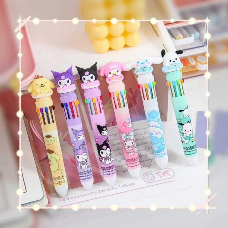 Sanrio Ballpoint Pen 36pcs Kuromi Hello Kitty Cinnamoroll 10 Color 07 School Student Stationery Draw Wrirte Mark Pen L250908