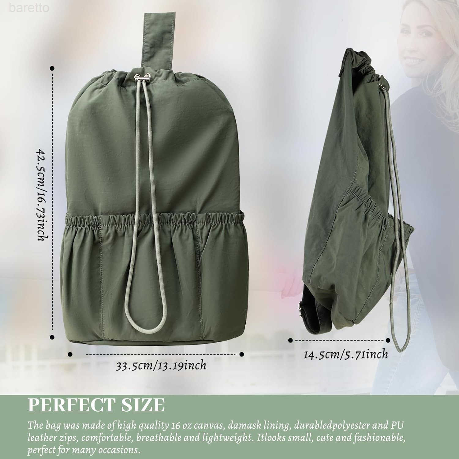 Single Shoulder Bag Drawstring Sling Backpack for Men Women Trendy Crossbody Bag Casual Urban DaypackGreen Z250909