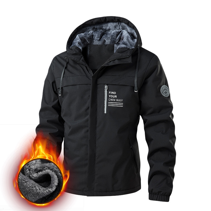 new Free shipping designer Autumn and winter new velvet style jacket mens hooded casual jacket loose and comfortable coat