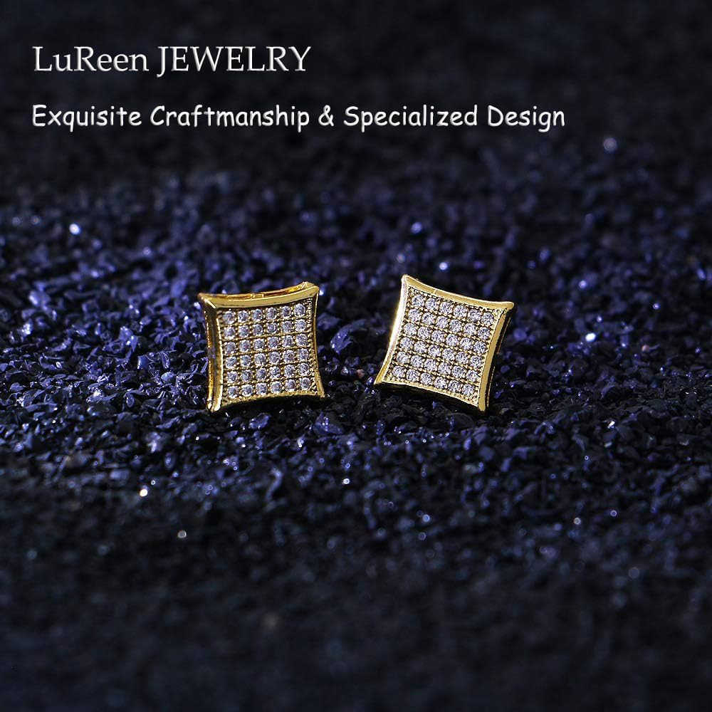 Gold Silver 11mm Square CZ Stud Earrings of Mens aretes para hombre Y260117