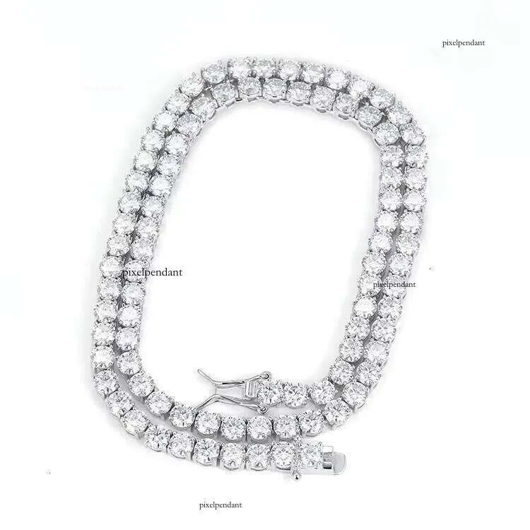 Pass Test 2mm--5mm Wide Sier Gold Plated Moissanite Dia Tennis Necklace/bracelet Chain for Hiphop Jewelry