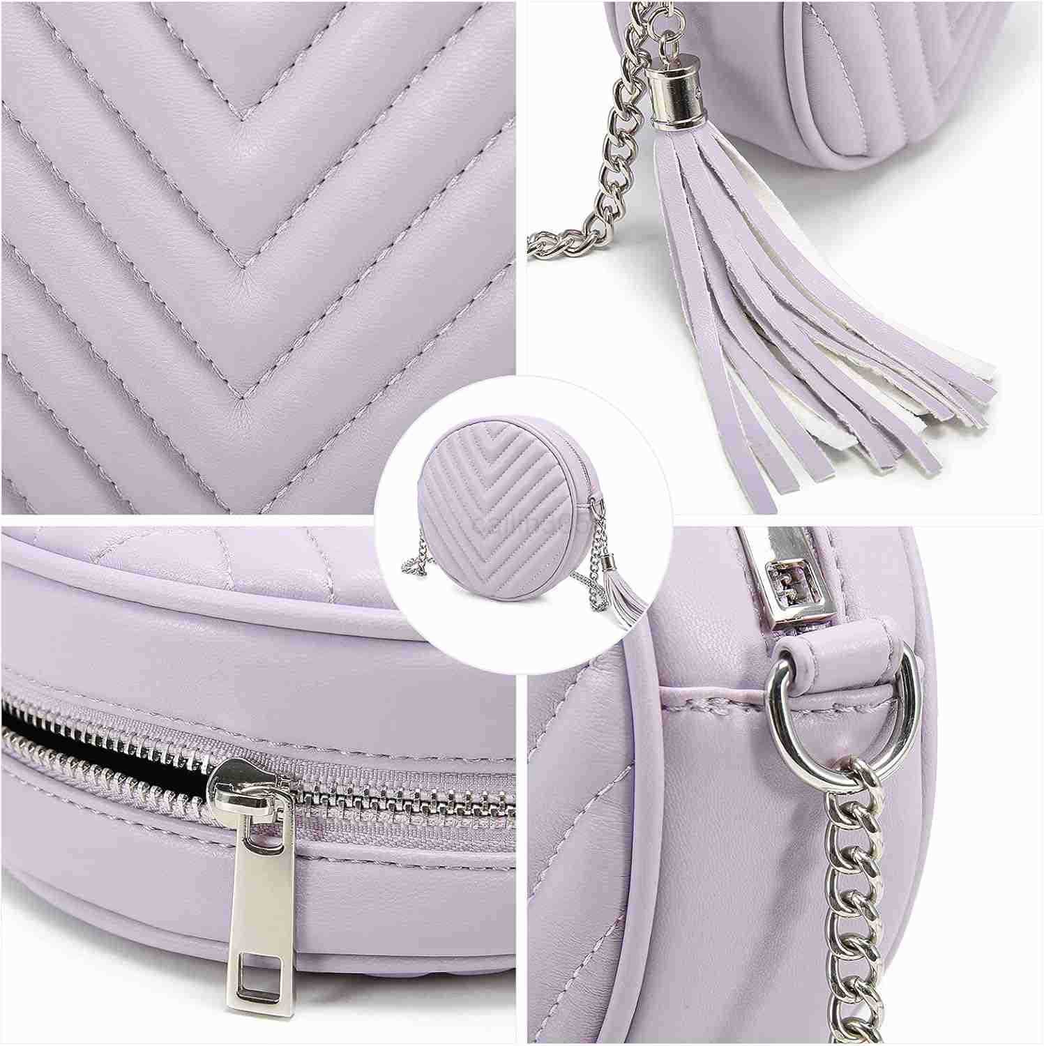 Bags for Women Round Purse Quilted purse Faux Leather with Tassel Z25909