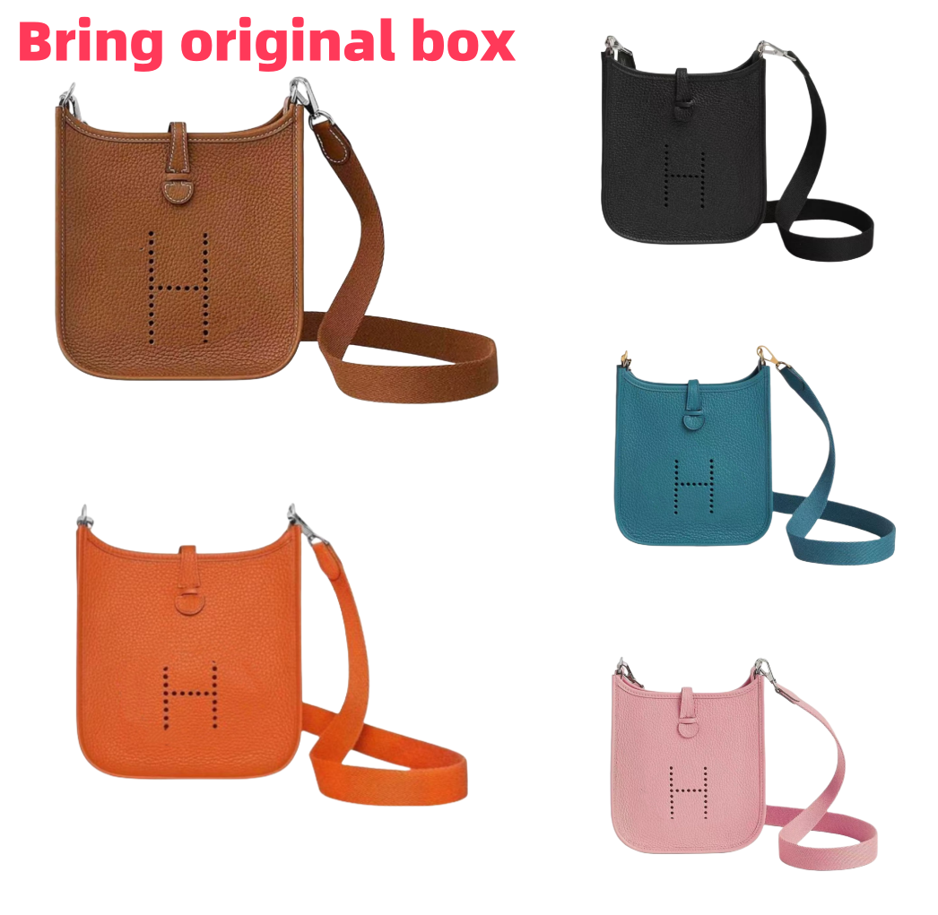 Top h bag mini bag brands women's handbag H hollow-out genuine leather Evelyn mini top-grain cowhide shoulder crossbody vertical phone bag Bring Designer Wallet