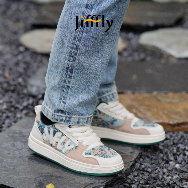 Casual Korean-Inspired Airflow Jifffly Vintage Doodle Patterned Athletic SlippersJFY-831