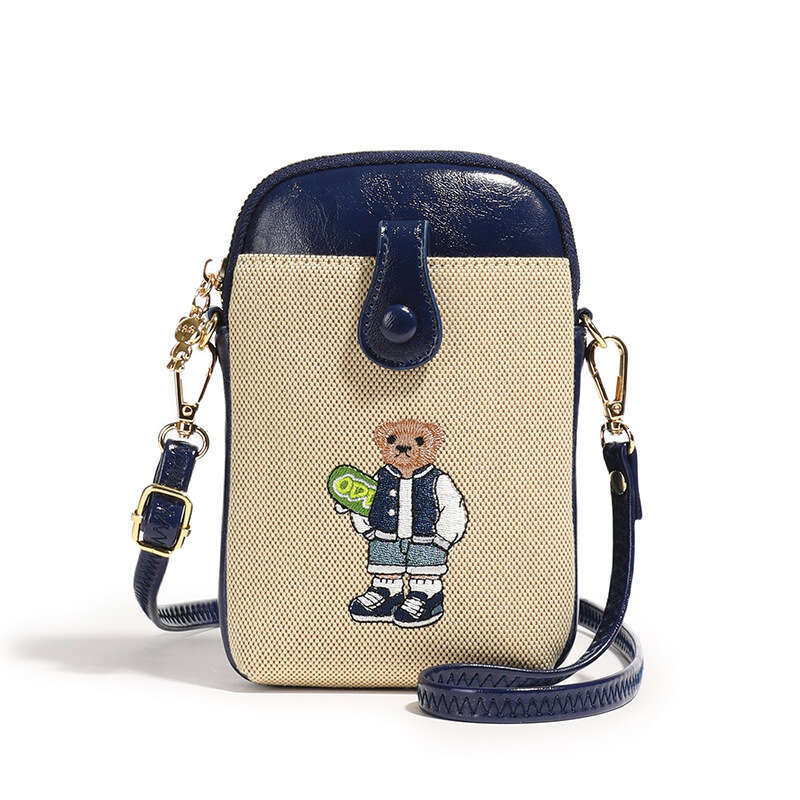 Butt Squatting Beibao Bear Canvas With PU Mini Shopping Casual Versatile Phone Bag For Women 2024 New Trend