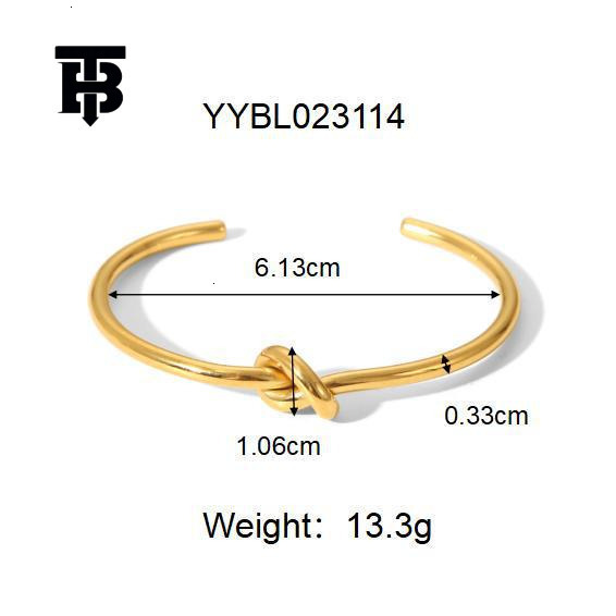 TB BHULAMTE Free Shipping New Designer Accessories Hot Selling Knot Twist Open Bracelet Stainless Steel Niche Design Simple Ins Style Bracelet Jewelry