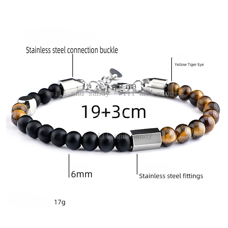Tiger Eye Turquoise Natural Stone Beaded Bracelet for Men Women Designer Bracelet Stainless Steel Chain Buckle Wristband Cuff Fashion Jewelry