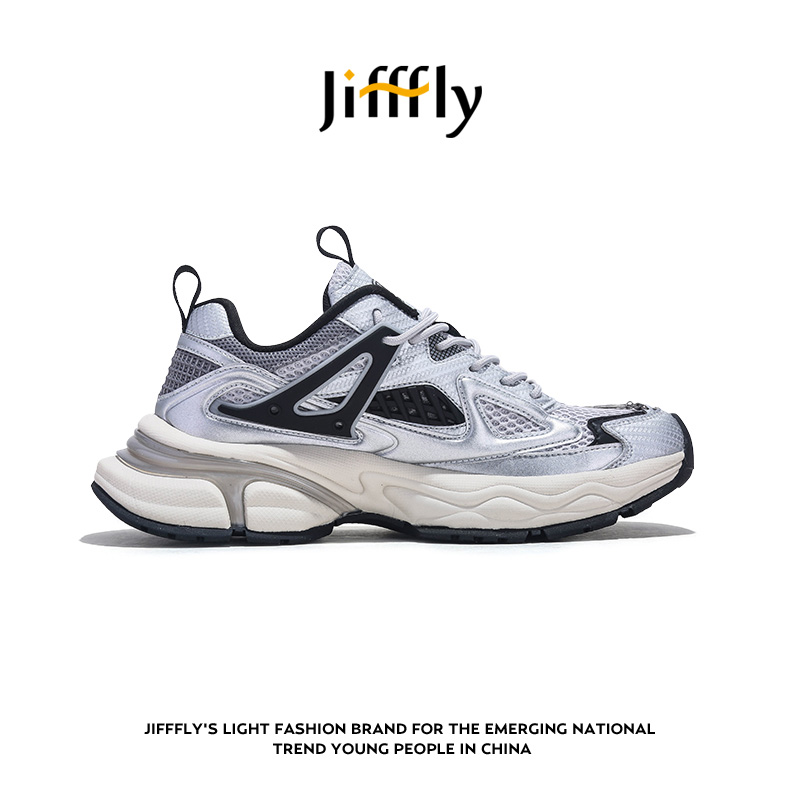 Jifffly free shipping designer shoes Women's 2025 autumn and winter new trend versatile height increasing sports shoes for men white sliver