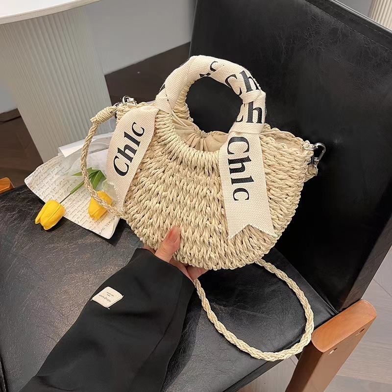 Straw woven bag new fashion women's shoulder bag handbag beach vacation bag, autumn new designer bag, design women's crossbody bag