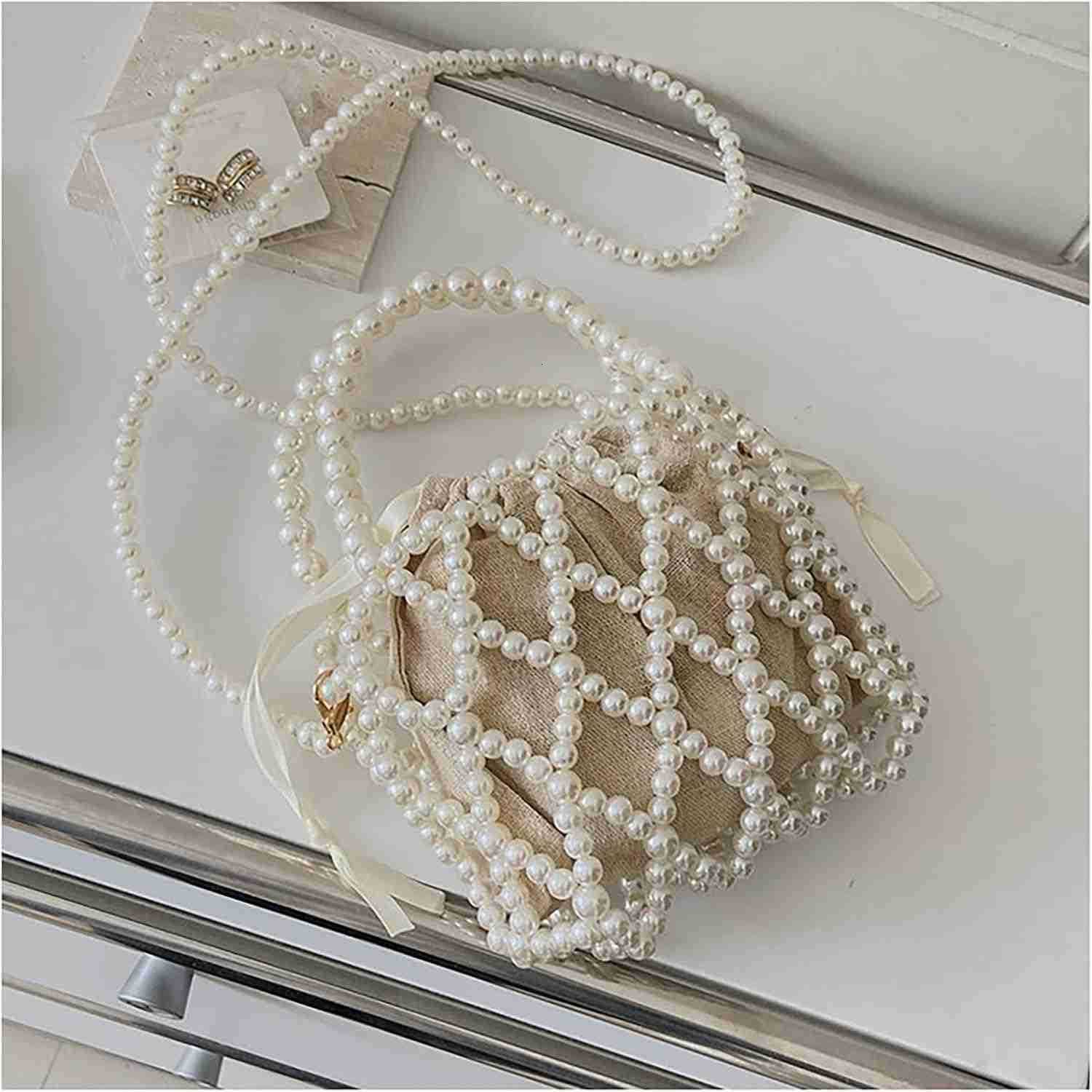 Pearl Bag Chain Bag Purse Bags Artificial Pearl Clutch Handmade Bags Evening Bags for Wedding Bridal Party Travel 03 Z25909