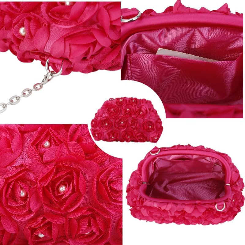 Floral Clutch Purses for Women Elegant Evening Purse Bridal Handbag Shoulder Bag with Detachable Chain Z25909