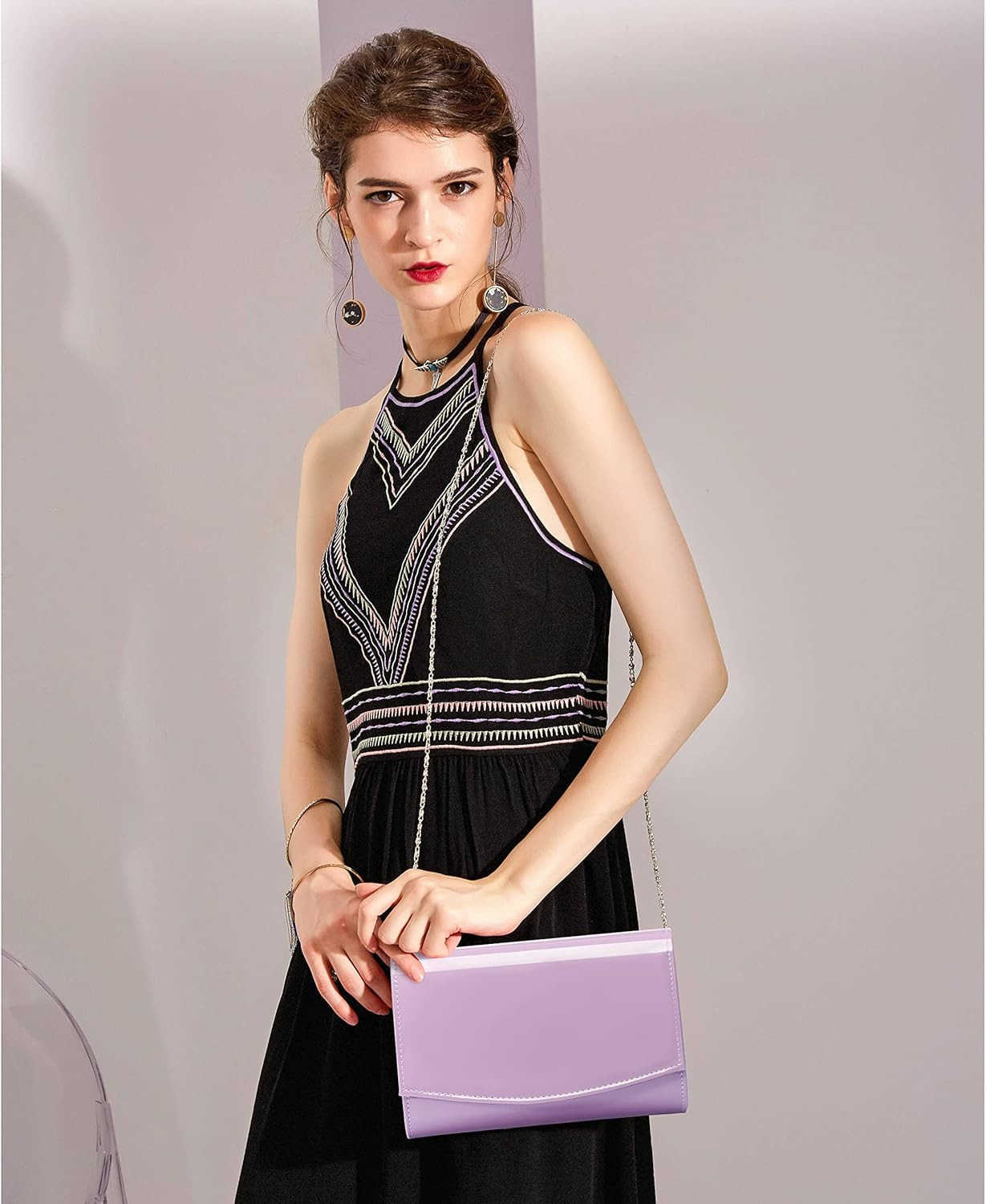 Women Patent Leather Wallets Fashion Clutch Purses Evening Bag Handbag Solid Color Z25909
