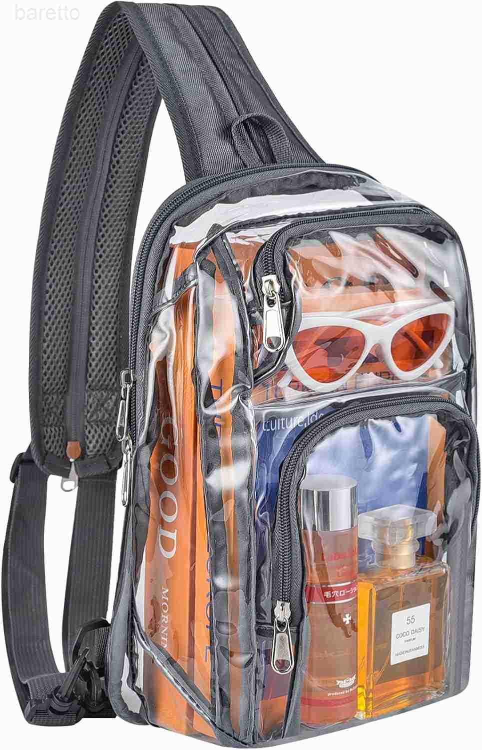Backpack Stadium Approved Sling Bag with Adjustable Reinforced Straps 3 in 1 Crossbody Bag for Festivals and Games Grey Z250909