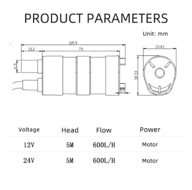 JT-500 DC 12V 24V Submersible Water Pump Micro Motor Water Pump 5 Meters 10L/M High Pressure Water Pump Cable/DC Interface