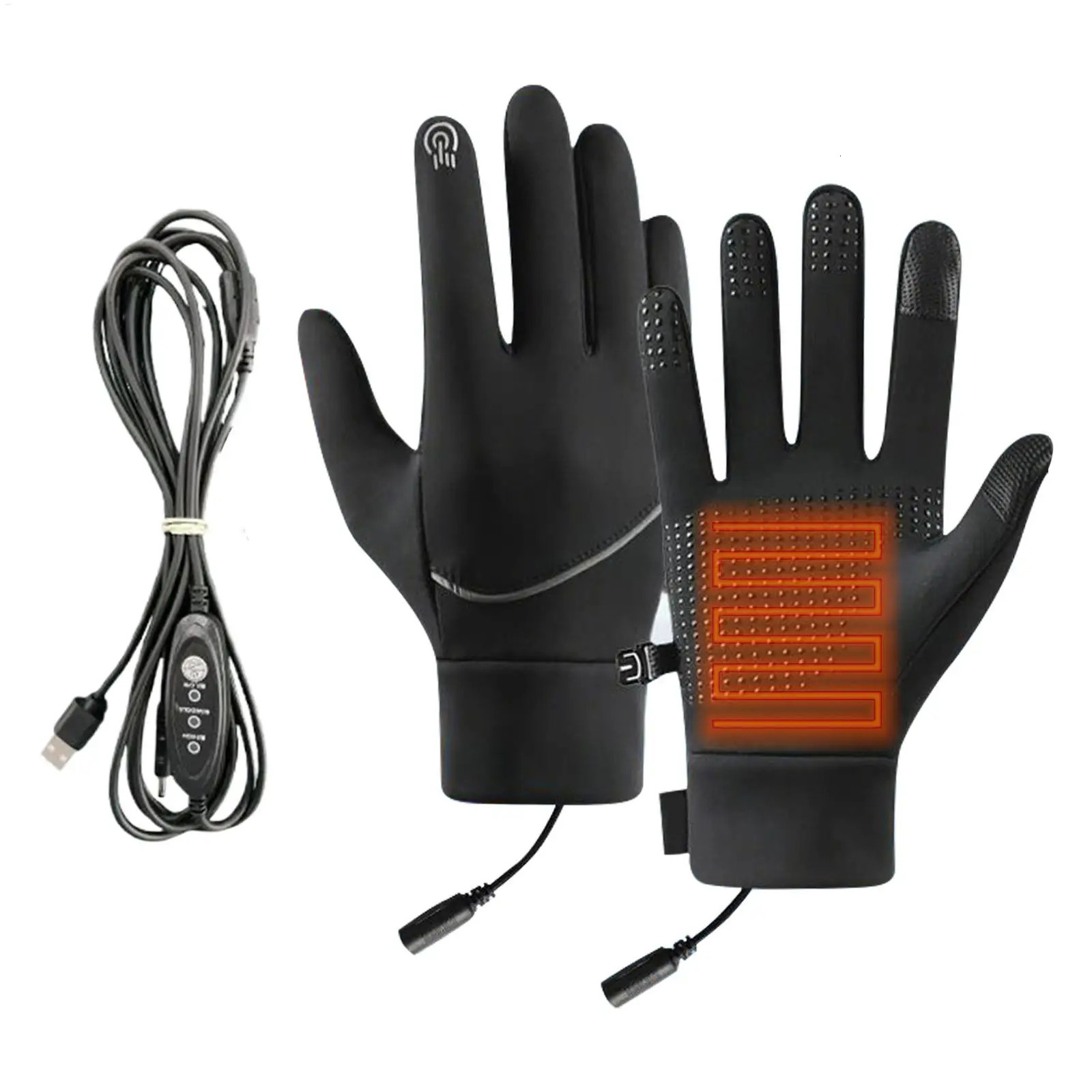 USB Heated Gloves Hand Warmer Mittens Eletric Thermal Heat Cycling Skiing Fishing Biker Glove Heating 250908