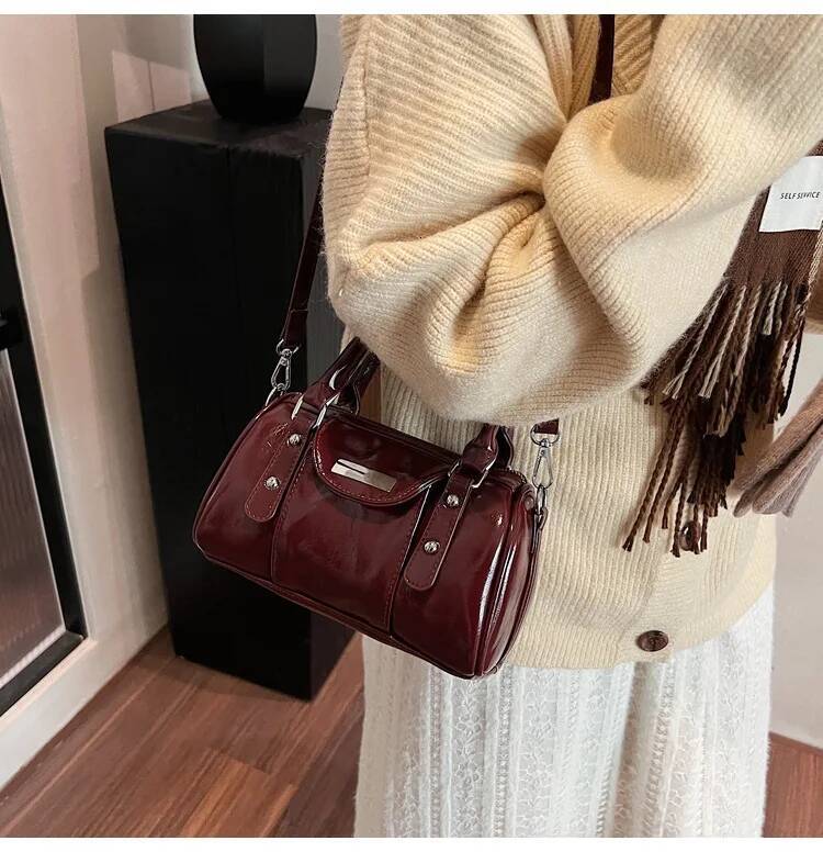 Mini Women's Handbag With Shiny PU Leather Solid design Color Women's Crossbody Bag Simple Style Women's Shoulder Bag Autumn New Design