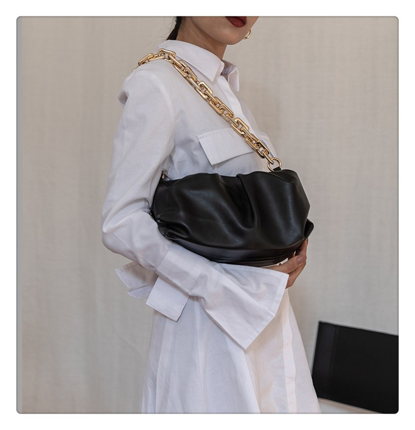 Niche Design 2025 Women's Puffy Cloud Wrinkled Leather Chain Shoulder Crossbody Bag Casual