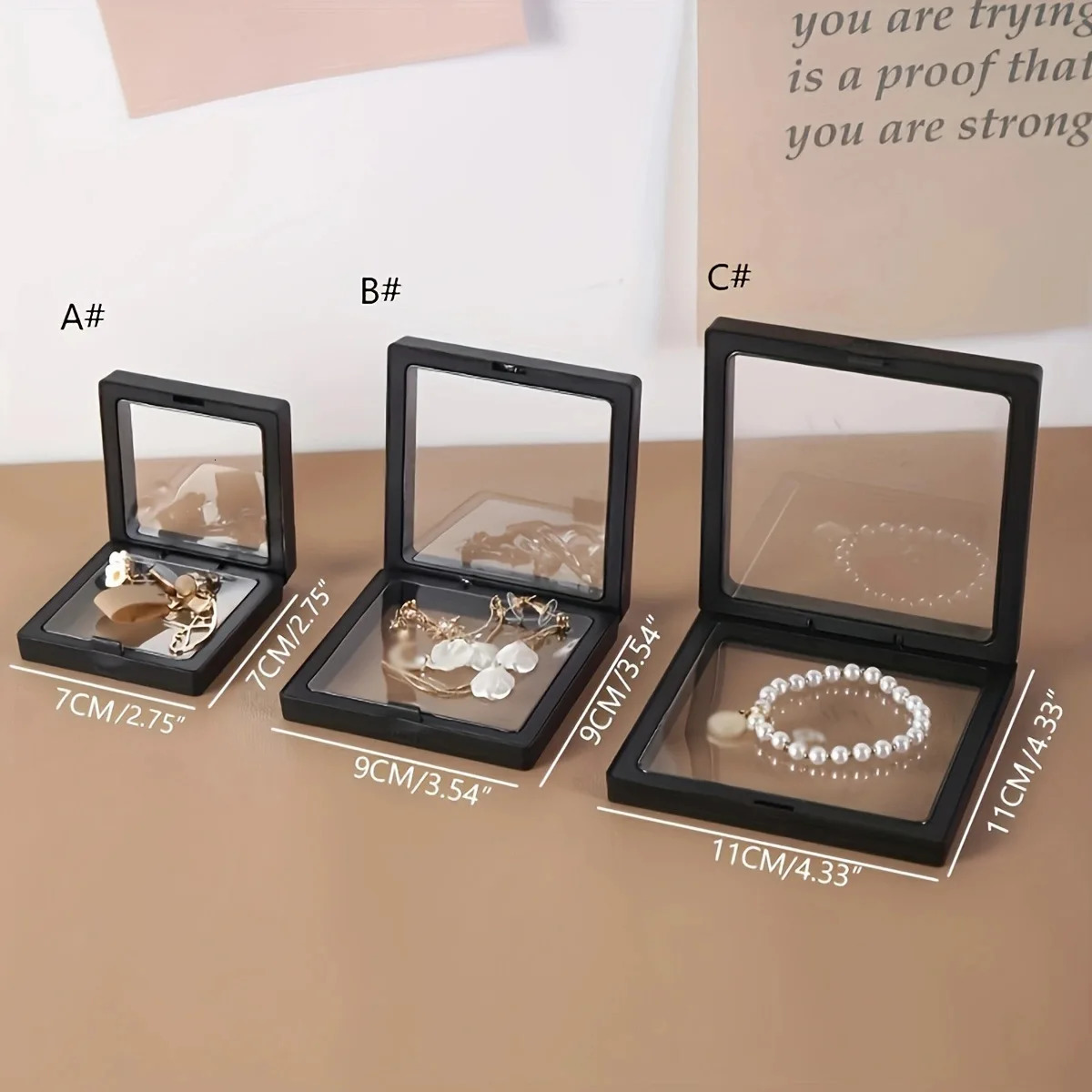 10pcsTransparent floating display box plastic film jewelry packaging box jewelry necklace ring and collectible storage box 250908
