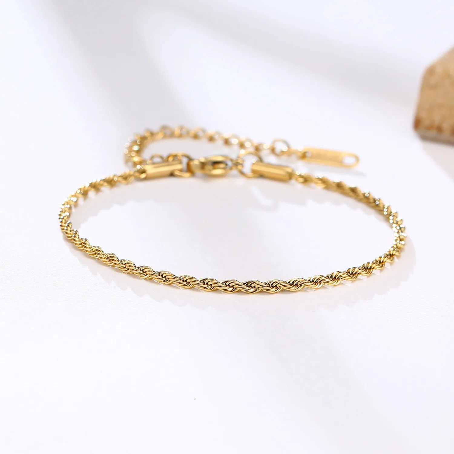 2pcsset Gold Color Bracelets for Men BoysStainless Steel Chain Link Wristband GiftsTrendy Unisex Jewelry GiftsXJ250909